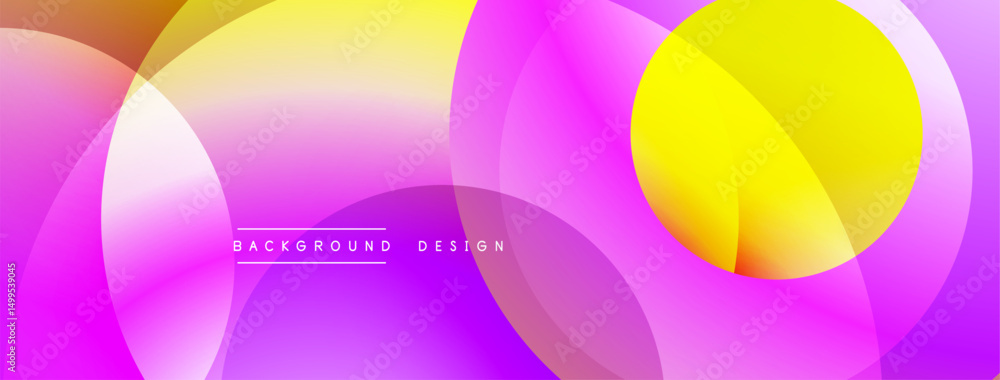 Poster Abstract vibrant background. Overlapping circles create dynamic gradient effect. Pink, yellow hues dominate composition. Modern design element.