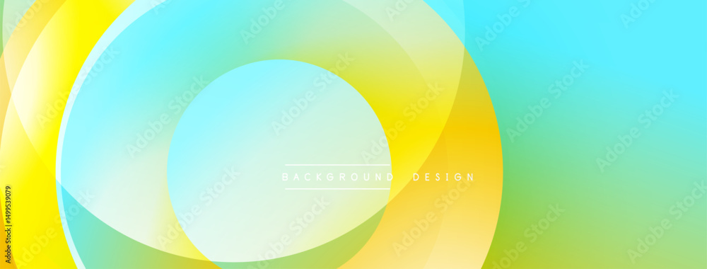 Leinwandbilder Abstract colorful background. Overlapping circles create dynamic visual effect. Yellow, turquoise, green hues blend seamlessly. Modern design element.