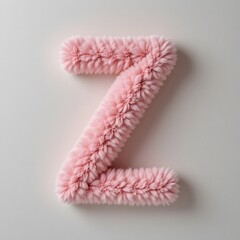Fluffy Pink Letter Z on Solid Background