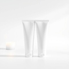 Minimalist White Cosmetic Tubes Mockup Perfect for Skincare and Beauty Product Packaging Design