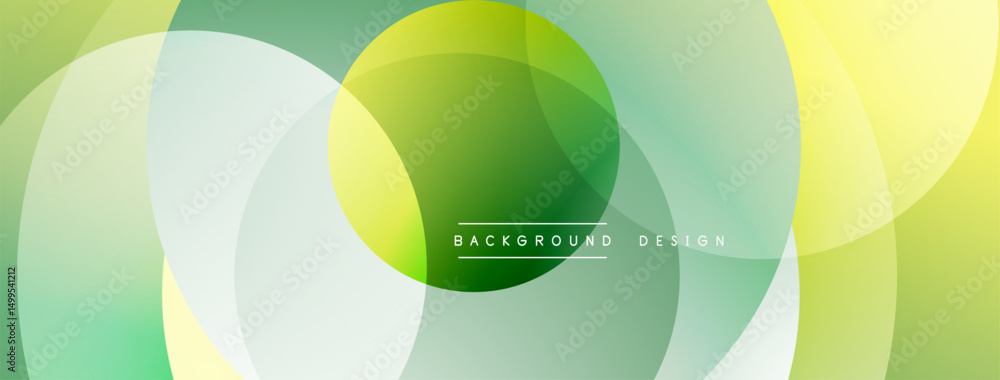 Leinwandbilder Abstract design features overlapping circles. Colors range from light yellow to vibrant green. Modern, clean aesthetic. Simple background element.