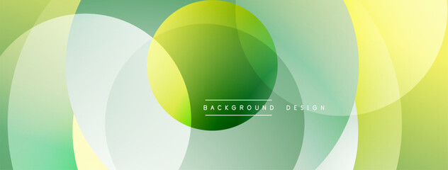 Abstract design features overlapping circles. Colors range from light yellow to vibrant green. Modern, clean aesthetic. Simple background element.