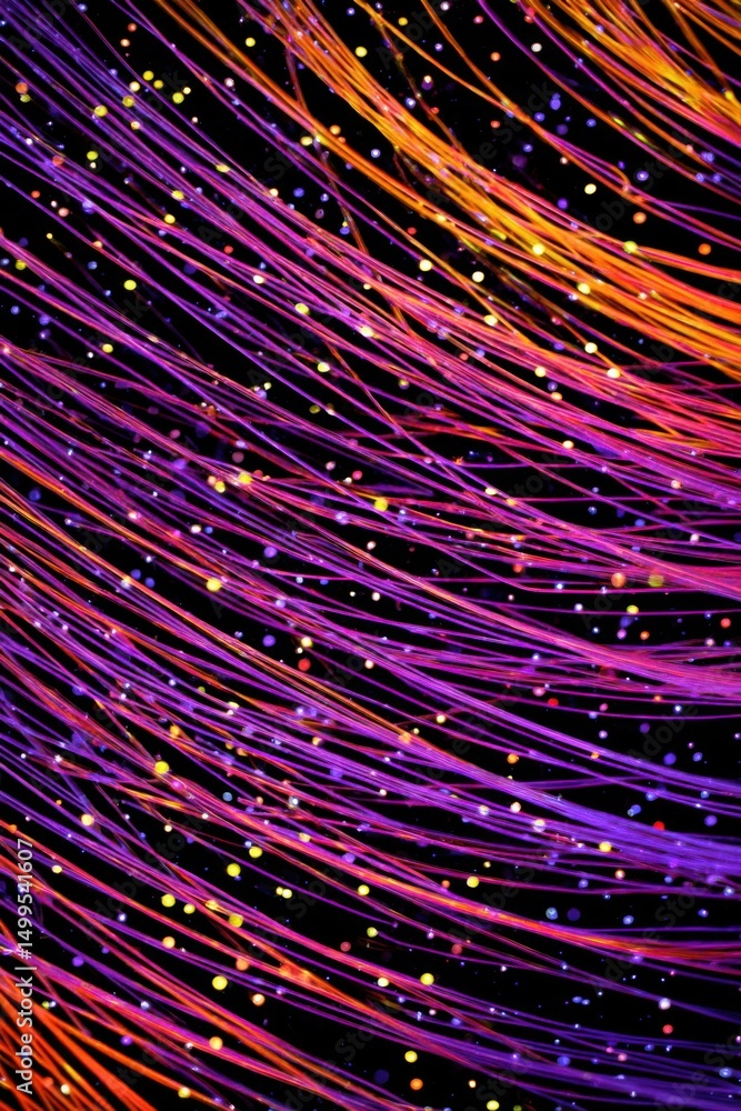 Poster abstract flowing lines in vibrant colors with bokeh effect on black background studio shot