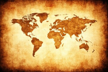 Fototapeta premium Vintage world map, aged parchment effect