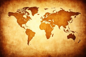 Vintage world map on aged parchment