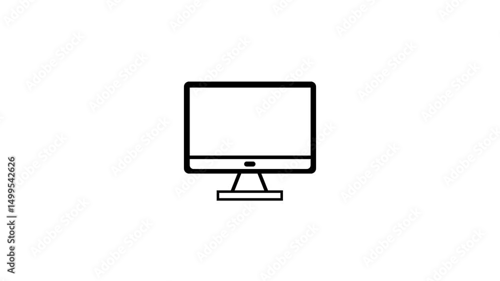 Aufkleber simple black and white desktop computer icon on plain white background for modern design concepts