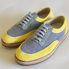 Stylish Yellow and Gray Mesh Sneakers for Casual Fashion and Sportswear