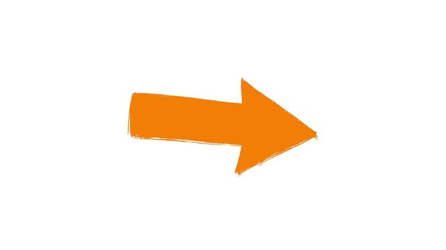 2D animation of a vivid orange arrow rocking gently side to side. Its thick black outline and playful motion give it a comic-book look. Perfect for tutorial videos, motion graphics, or digital storyte