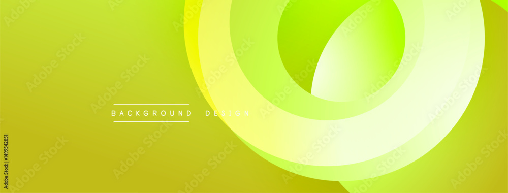 Poster Bright yellow abstract design. Overlapping circles create dynamic flow, modern aesthetic. Minimalist style, suitable background element.