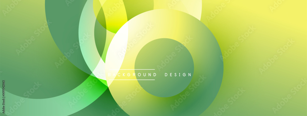 Leinwandbilder Abstract design features overlapping circles, gradients. Yellow, green hues create modern visual effect. Smooth transitions present dynamic composition.