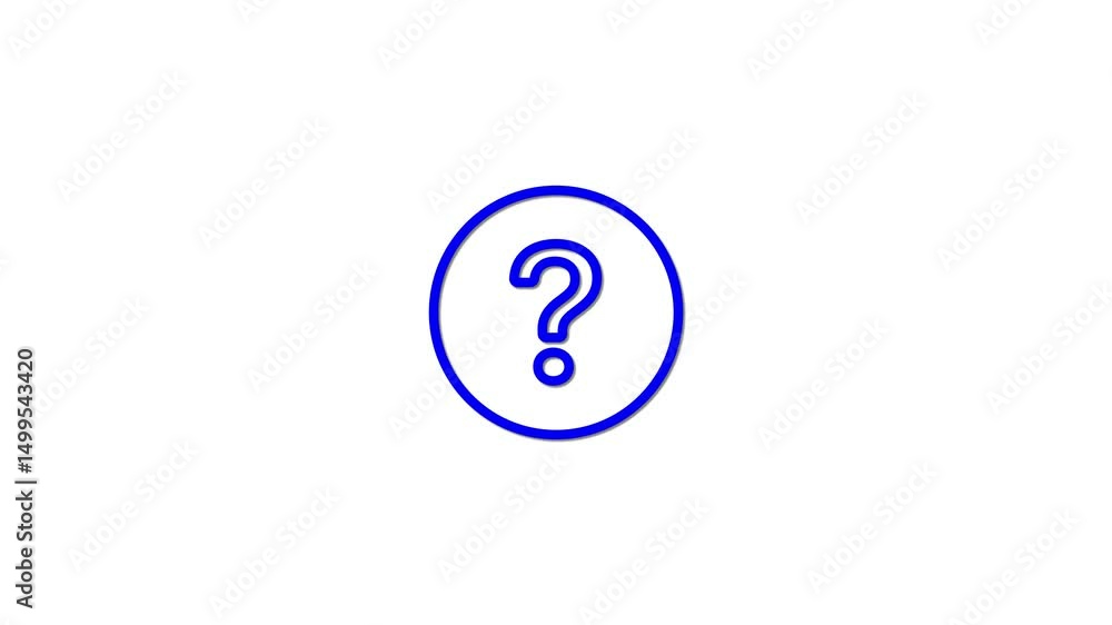 Poster a blue question mark inside a circle on a white background symbolizing inquiry and problem solving