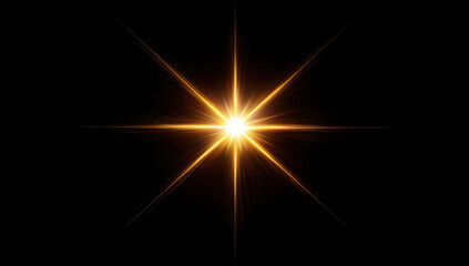 Bright starburst effect with radiant light on black background