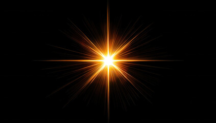 Bright starburst effect with radiant light on black background