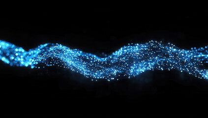 Abstract blue glowing network connection with luminous particles