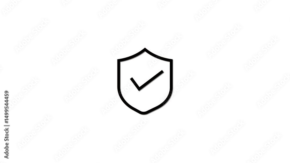 Poster digital security shield icon with checkmark representing validation and protection for online conten