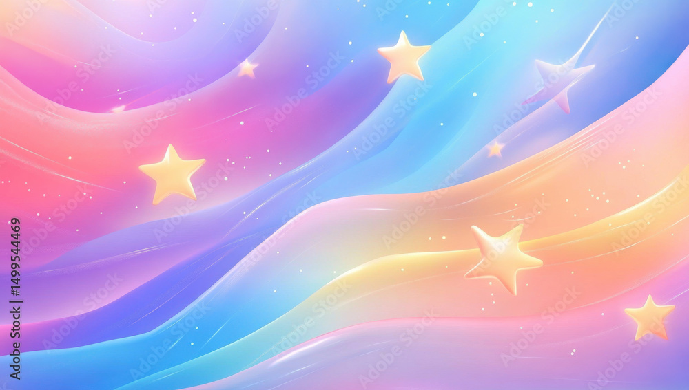 Poster colorful abstract background with waves and stars creating dreamy atmosphere