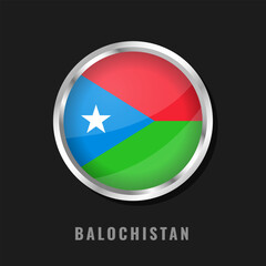 Balochistan round framed national flag. Circular glossy flag of Balochistan.