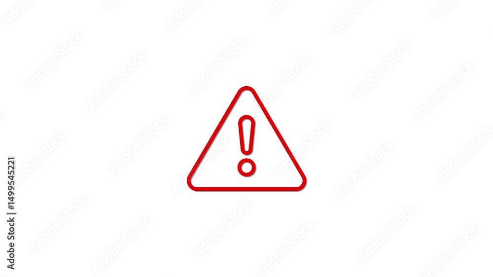 Poster red warning triangle with exclamation mark on white background alerting a potential hazard