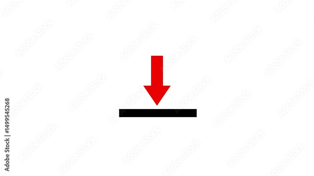 Poster red arrow pointing down to cyan section on black rectangle concept for process and instructions