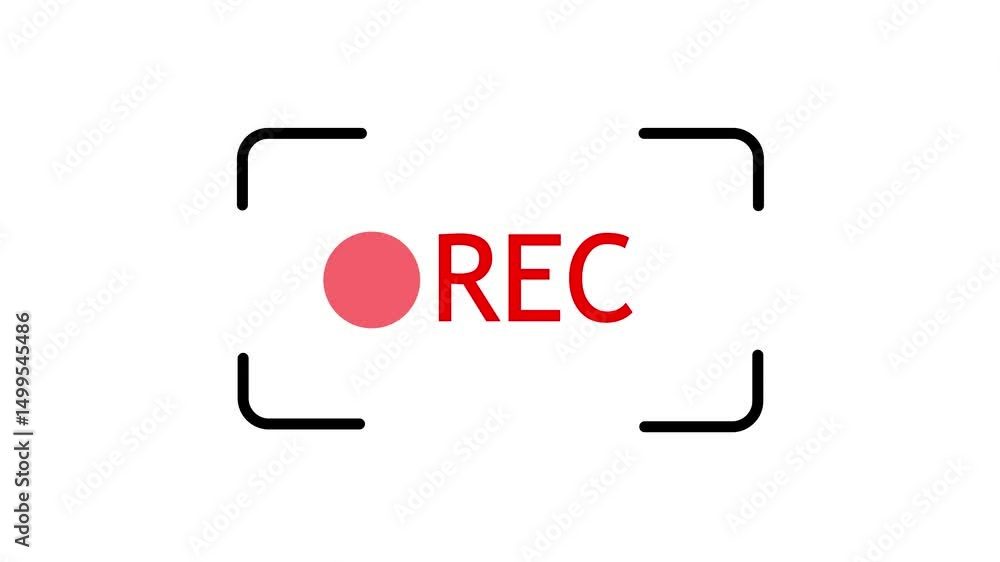 Fototapete Recording in progress screen with red rec symbol and corner brackets against a white background ideal for production elements
