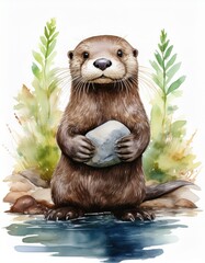 Verspielter Otter am Flussufer