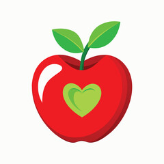 red apple heart isolated on white background