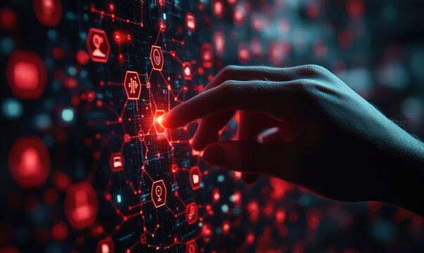 Hand interacting with a digital health network