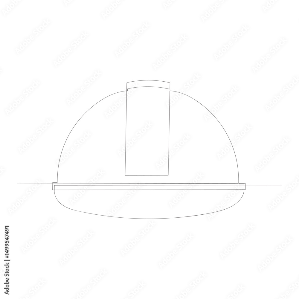 Poster one-line isolated vector object hard hat one line drawing of isolated hard hat continuous one line d