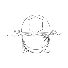 one-line isolated vector object hard hat one line drawing of isolated hard hat Continuous one line drawing safety helmet for safety work. Road and building construction concept