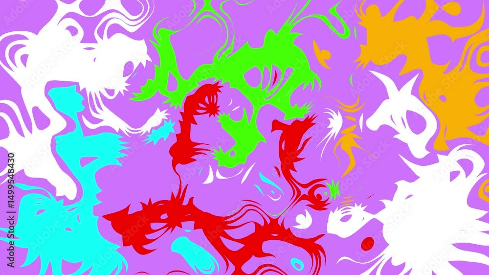 Poster abstract artistic representation of vibrant fluid forms in a colorful dynamic and energetic composit