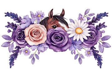 Elegant floral arrangement with a horse silhouette