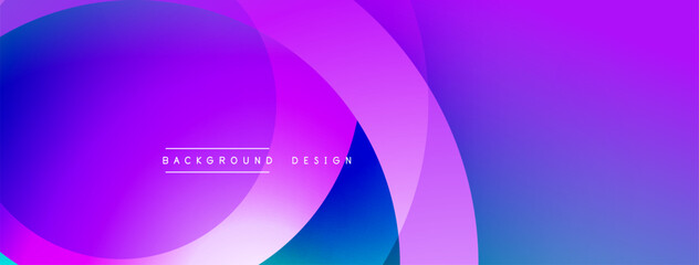 Abstract vibrant background. Overlapping circles create dynamic purple, blue gradients. Text reads background design. Modern, smooth visual.