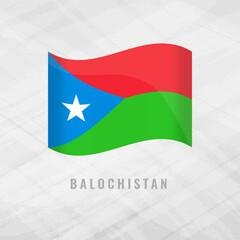 3d illustration waving flag of Balochistan. Vector flag of Balochistan on Grey Background . Symbol of Balochistan.