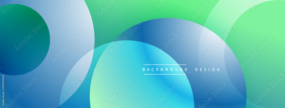 Aufkleber Abstract fluid shapes overlap, creating vibrant blue, green gradients. Modern design element for backgrounds, presentations. Smooth transitions visible.