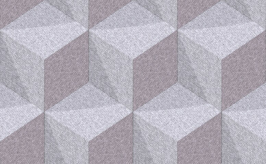 3D stone mosaic tiles pattern, seamless vector background