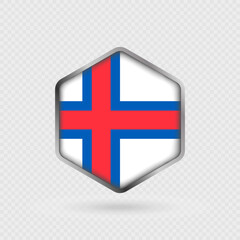 Obraz premium Faroe Islands flag icon in hexagon shape.