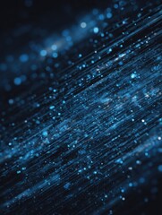 Abstract blue light streaks and bokeh effect on dark background diagonal angle close up futuristic design
