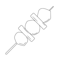 Meat Skewer Outline Icon Illustration on White Background