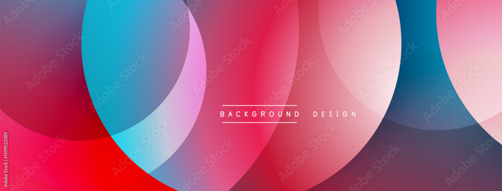 Leinwandbilder Abstract colorful overlapping circles create dynamic background. Gradient shades blend smoothly, offering modern aesthetic.