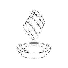 Sashimi Dipping Soy Sauce Outline Icon Illustration on White Background