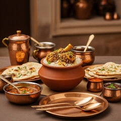 Chicken biryani served traditionally