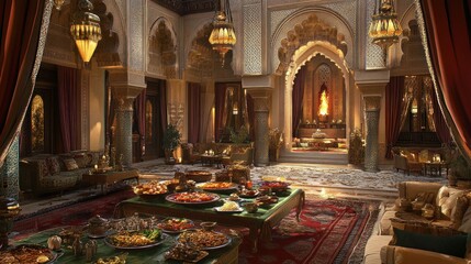 Obraz premium An opulent, ornate interior space, lavishly decorated