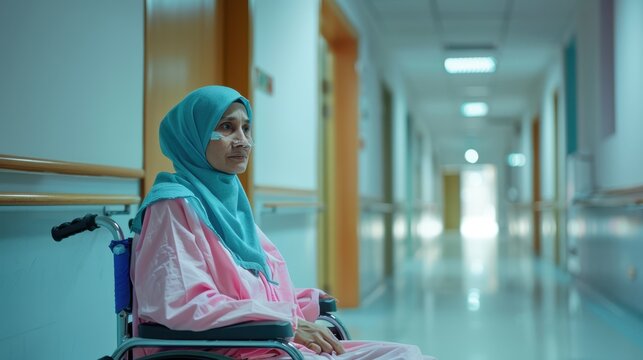 The patient in a wheelchair