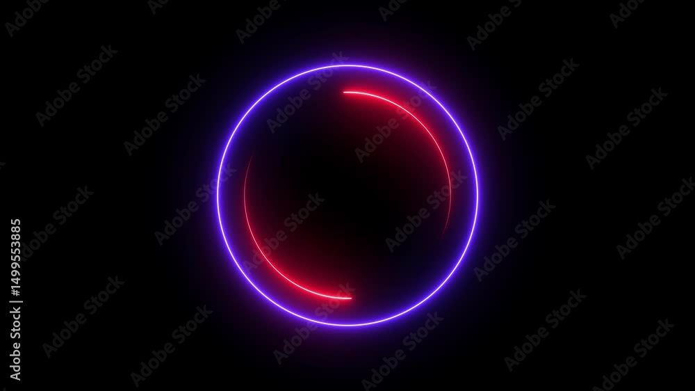 Aufkleber update text neon animation black background image abstract energy circle with lightning discharges n