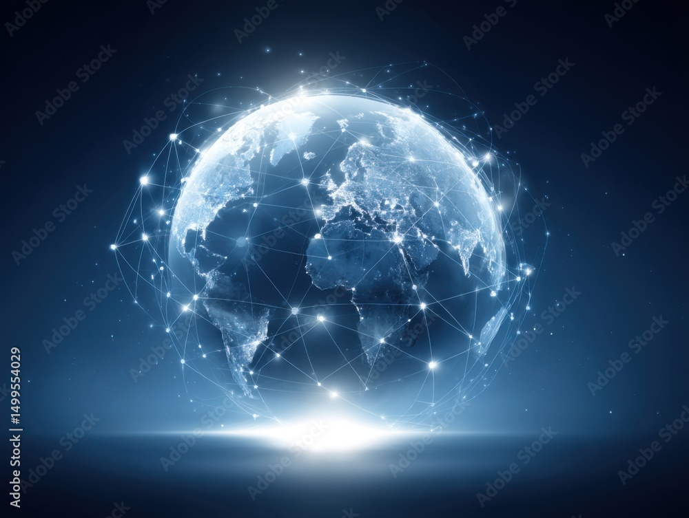 Poster global network connection digital world technology concept futuristic design background