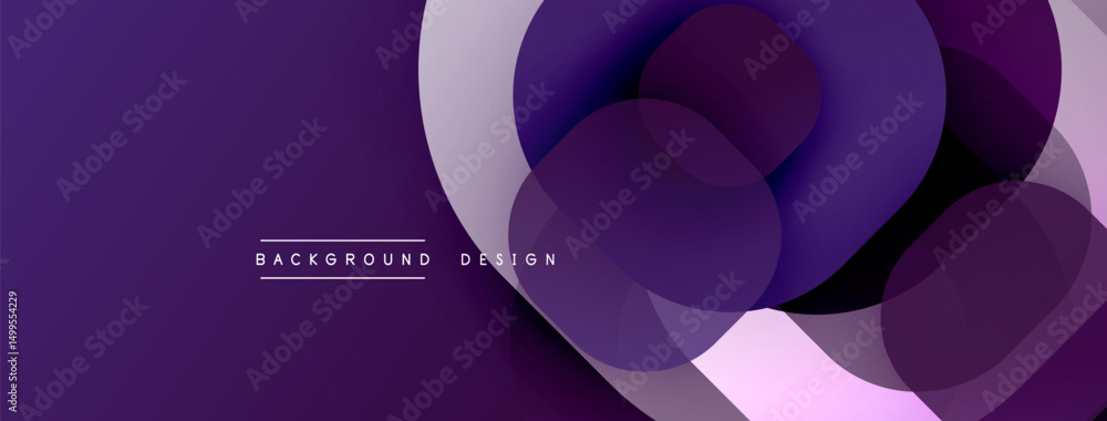 Leinwandbilder Abstract purple design features overlapping rounded shapes. Modern aesthetic, smooth gradients create dynamic visual flow. Minimalist style.