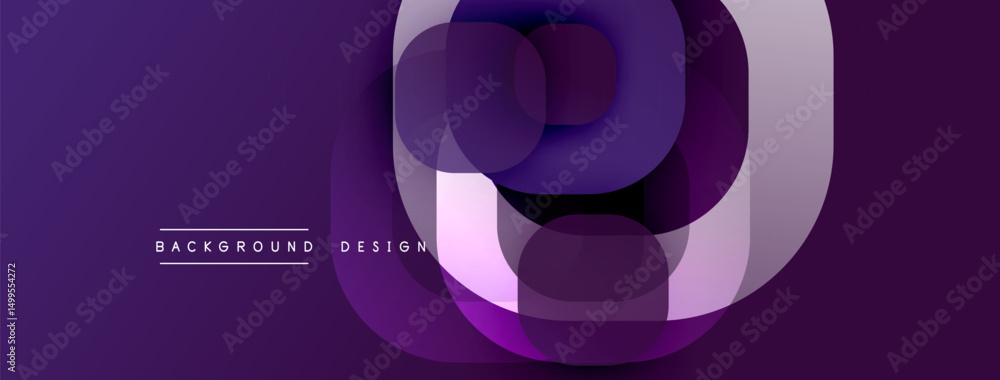 Leinwandbilder Abstract purple design features layered rounded rectangles. Modern composition creates dynamic visual effect. Minimalist style, suitable background element.
