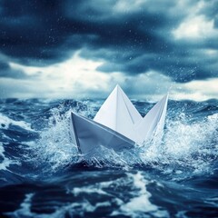 Paper boat battling stormy seas (1)