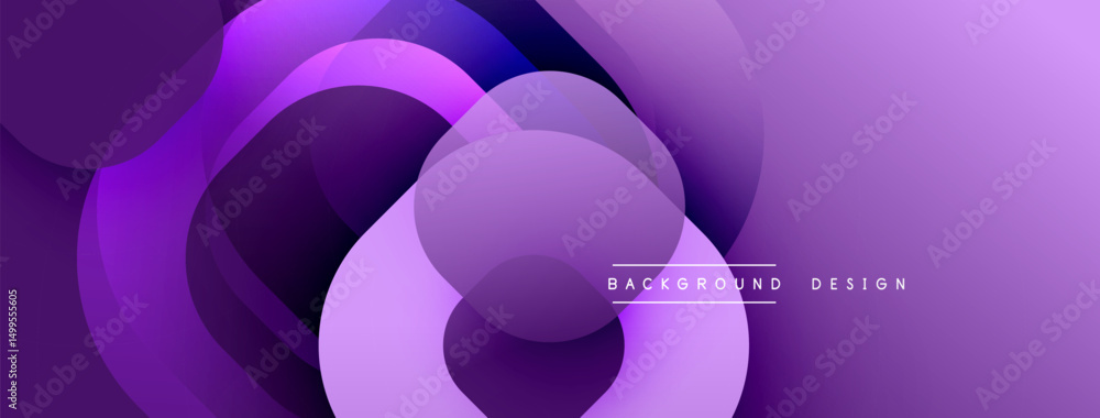 Leinwandbilder Abstract purple design features overlapping rounded shapes. Gradient hues create dynamic visual texture. Minimal text present.