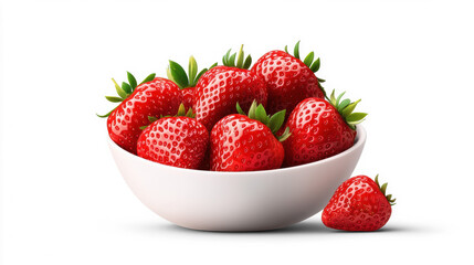 Fresh Strawberries in a Bowl on Transparent Background